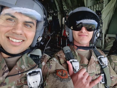 Jesus Gonzalez (left), FlexMSBA ’24, served in the Air Force for more than seven years.