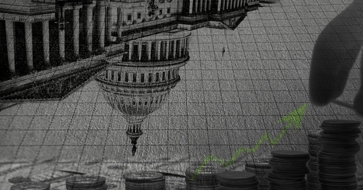 Concept looking at the direct relationship between Congress, the economy, stock trading, and personal wealth