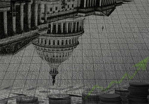Concept looking at the direct relationship between Congress, the economy, stock trading, and personal wealth