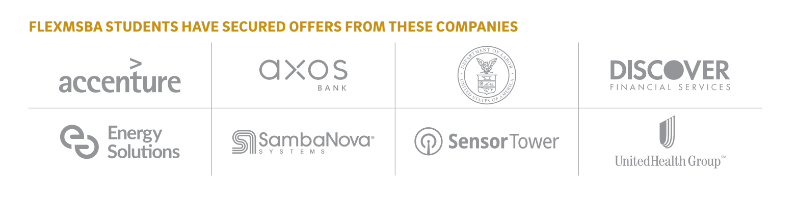 FlexMSBA Students have secured offers from these companies